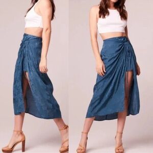 Band of Gypsies Deep Teal Floral Brocade Sarong Style Boho Skirt Size L NWT